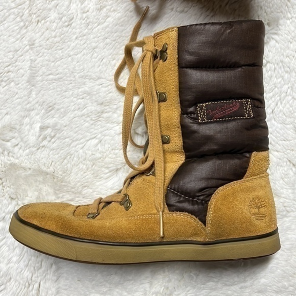 Timberland Deering Puffer Winter Suede Boots Orange Brown Ochre Colors size 6